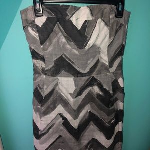 Grey strapless shirt fitted dress